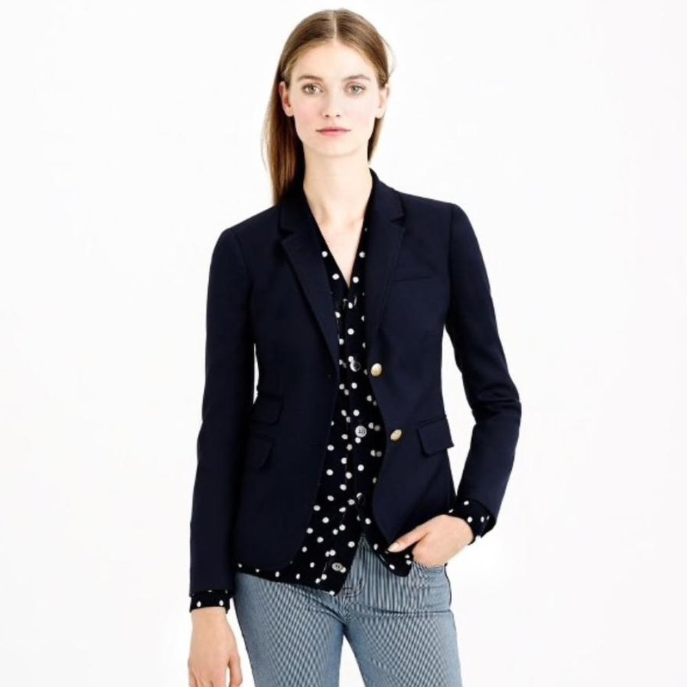 J. Crew Schoolboy Blazer Navy Wool 0P Petite